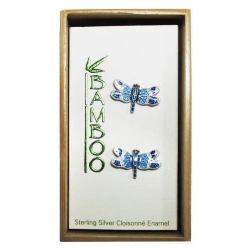 Blue Banded Dragonfly Post Earrings - Image 2