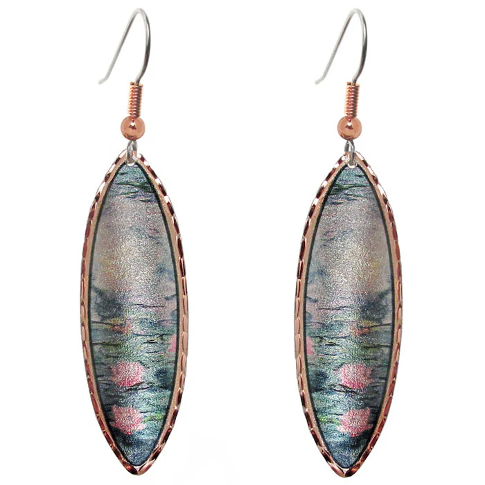 Monet Water Lilies Long Art Earrings