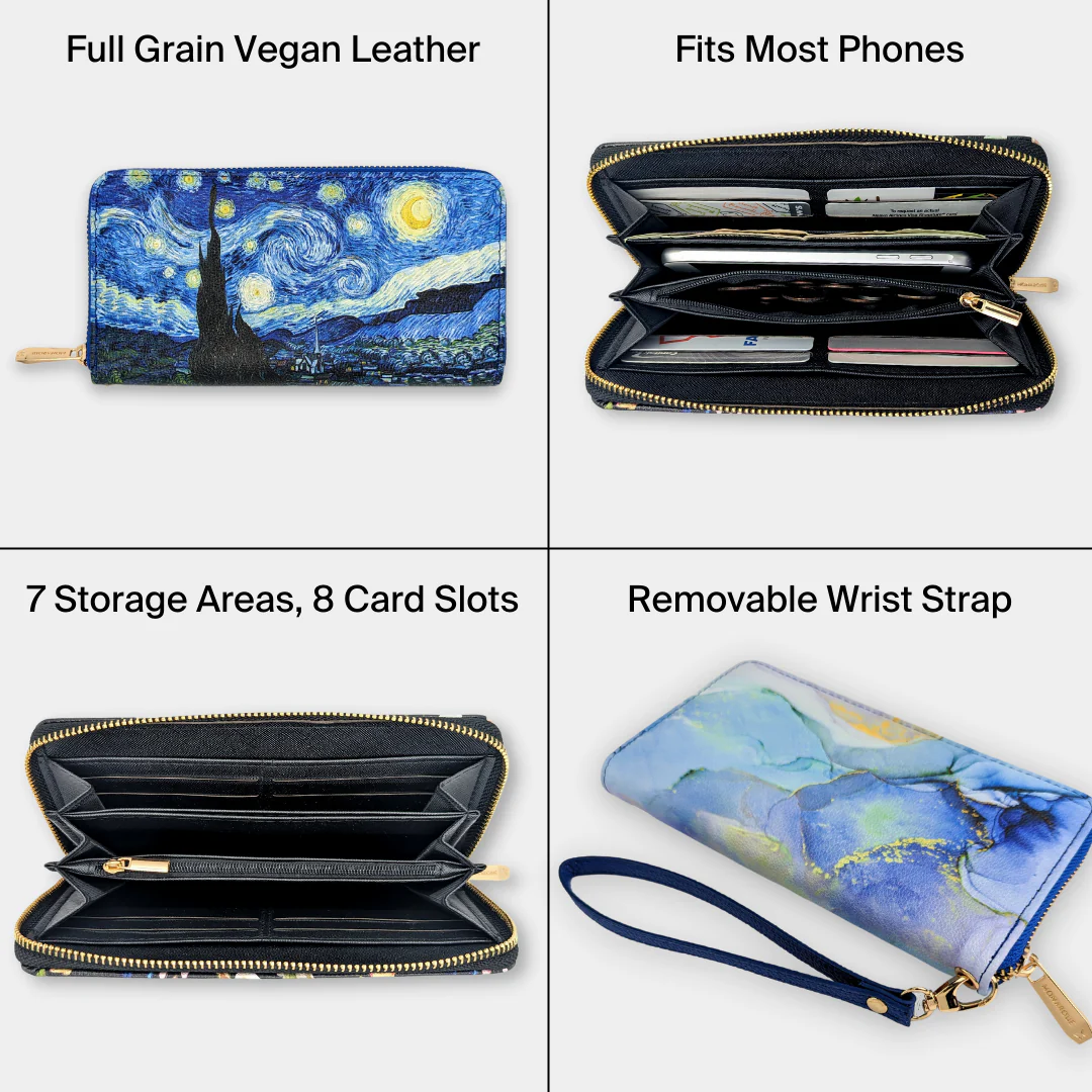 Georgia O'Keeffe Petunia Wristlet Wallet - Floral Art Vegan Leather Organizer - Image 5