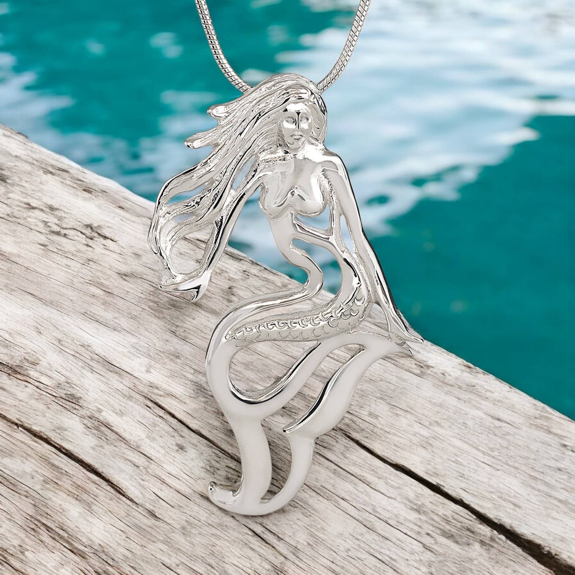 Handmade Sterling Silver Mermaid Lorelei Pendant - Mythical Ocean Jewelry - Image 10