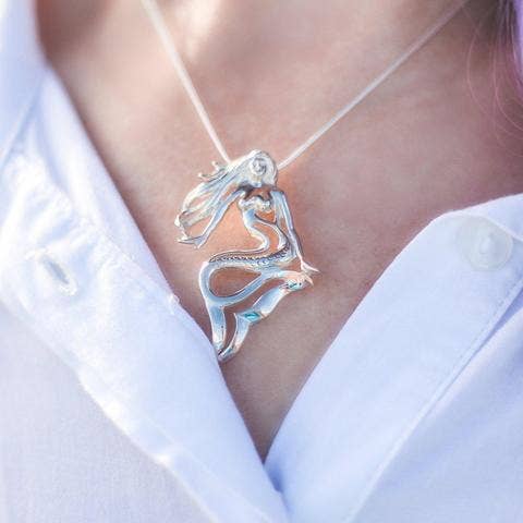 Handmade Sterling Silver Mermaid Lorelei Pendant - Mythical Ocean Jewelry - Image 3