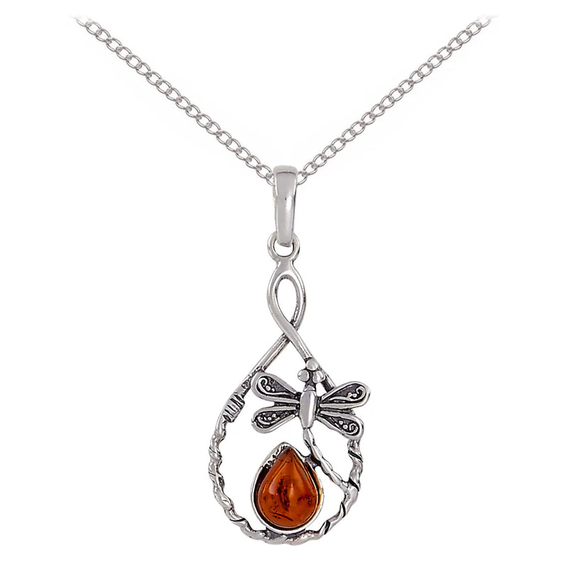 Amber Dragonfly Loop Earrings - Image 2