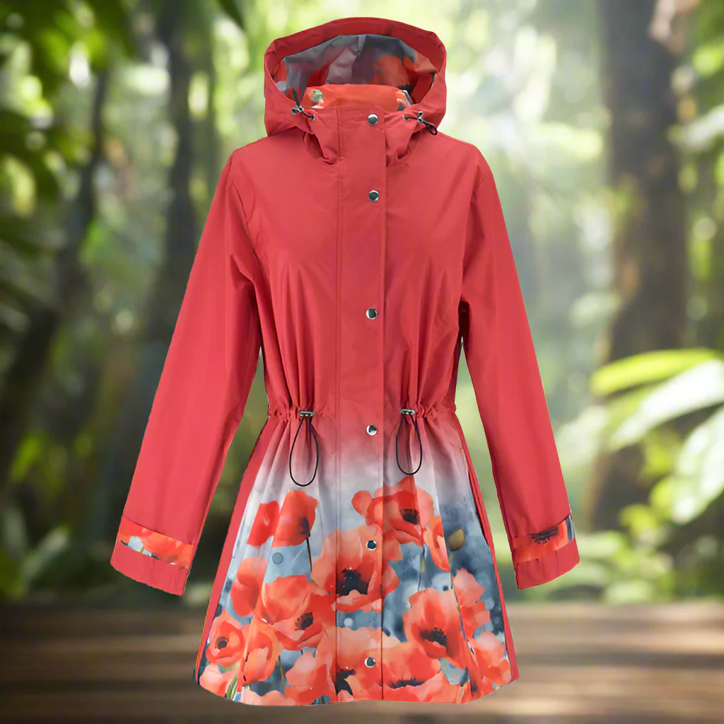 Stained Glass Poppies Raincoat by Galleria